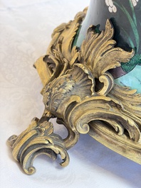 A massive pair of gilt-bronze-mounted famille noire style vases, Samson, Paris, 19th C.