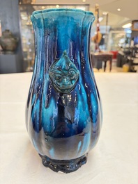 A Chinese archaistic turquoise-glazed 'Hu' vase, 18/19th C.