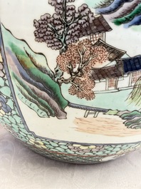A Chinese famille verte 'Phoenix and Mountainous Landscape' jardini&egrave;re, 19th C.