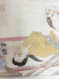 Chinese school: 11 erotic paintings, ink and colour on paper, dated 1904
