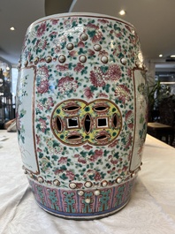 A Chinese famille rose 'Phoenix and Magpies' garden seat, 19th C.