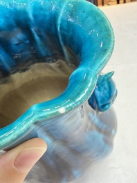 A Chinese archaistic turquoise-glazed 'Hu' vase, 18/19th C.