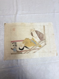 Chinese school: 11 erotic paintings, ink and colour on paper, dated 1904