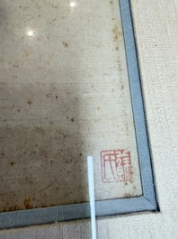 Three Chinese school paintings, ink and colour on silk and paper, signed Cui Feng 崔鳯, Wang Tingrong 王廷榕, Sushi 苏氏 seal mark, 19/20th C.