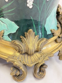 A massive pair of gilt-bronze-mounted famille noire style vases, Samson, Paris, 19th C.