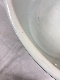 A massive Chinese blue and white 'Buddhist lotus scroll' circular basin, Kangxi
