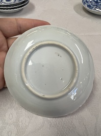 17 Chinese blue and white cups and 22 saucers, Kangxi/Yongzheng