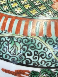 A Chinese famille verte jar and cover with narrative design, 19th C.