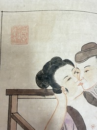 Chinese school: 11 erotic paintings, ink and colour on paper, dated 1904