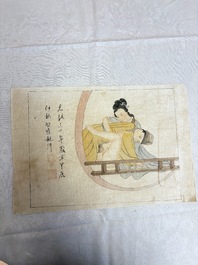 Chinese school: 11 erotic paintings, ink and colour on paper, dated 1904