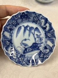 17 Chinese blue and white cups and 22 saucers, Kangxi/Yongzheng