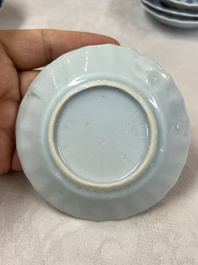 17 Chinese blue and white cups and 22 saucers, Kangxi/Yongzheng