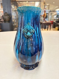 A Chinese archaistic turquoise-glazed 'Hu' vase, 18/19th C.