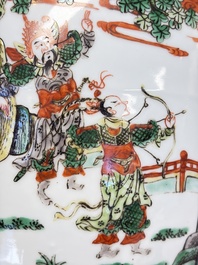 A Chinese famille verte jar and cover with narrative design, 19th C.
