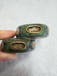 A collection of 12 Chinese cloisonn&eacute; snuff bottles with floral design, 19/20th C.