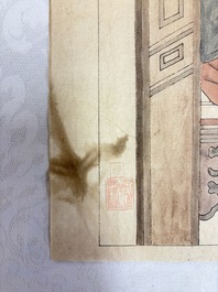 Chinese school: 11 erotic paintings, ink and colour on paper, dated 1904