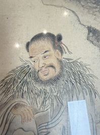 Three Chinese school paintings, ink and colour on silk and paper, signed Cui Feng 崔鳯, Wang Tingrong 王廷榕, Sushi 苏氏 seal mark, 19/20th C.