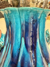 A Chinese archaistic turquoise-glazed 'Hu' vase, 18/19th C.