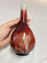 Two Chinese flamb&eacute;-glazed bottle vases, 19th C.