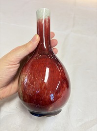 Two Chinese flamb&eacute;-glazed bottle vases, 19th C.