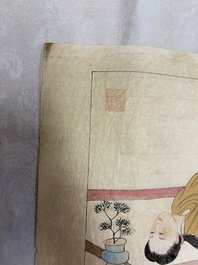 Chinese school: 11 erotic paintings, ink and colour on paper, dated 1904