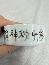 A Chinese famille rose teapot and two covered boxes, Republic