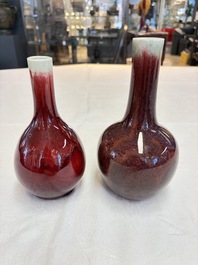 Two Chinese flamb&eacute;-glazed bottle vases, 19th C.