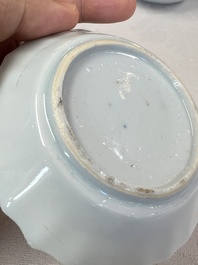 17 Chinese blue and white cups and 22 saucers, Kangxi/Yongzheng