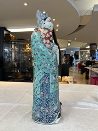 A large Chinese famille rose figure of Fu Xing, Zhu Mao Ji Zao 朱茂記造 mark, Republic