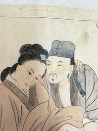 Chinese school: 11 erotic paintings, ink and colour on paper, dated 1904