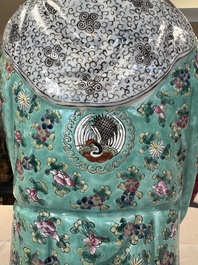 A large Chinese famille rose figure of Fu Xing, Zhu Mao Ji Zao 朱茂記造 mark, Republic