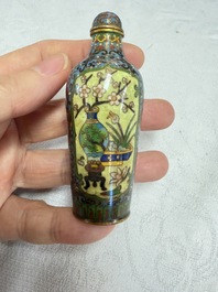 A collection of 12 Chinese cloisonn&eacute; snuff bottles with floral design, 19/20th C.