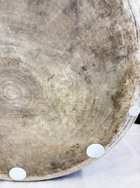 A massive Chinese blue and white 'Buddhist lotus scroll' circular basin, Kangxi