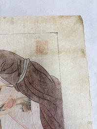 Chinese school: 11 erotic paintings, ink and colour on paper, dated 1904