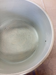 A massive Chinese blue and white 'Buddhist lotus scroll' circular basin, Kangxi