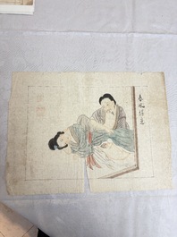 Chinese school: 11 erotic paintings, ink and colour on paper, dated 1904