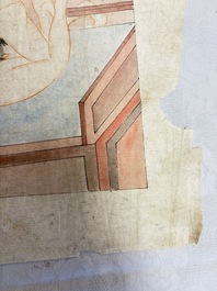 Chinese school: 11 erotic paintings, ink and colour on paper, dated 1904