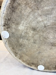 A massive Chinese blue and white 'Buddhist lotus scroll' circular basin, Kangxi