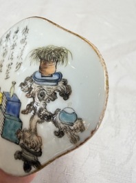 A Chinese famille rose teapot and two covered boxes, Republic