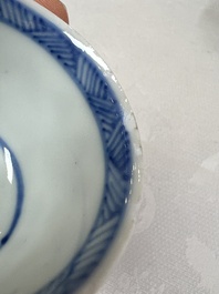17 Chinese blue and white cups and 22 saucers, Kangxi/Yongzheng
