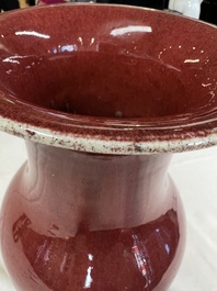A Chinese monochrome sang-de-boeuf vase, 19th C.
