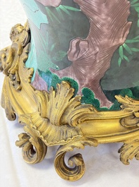 A massive pair of gilt-bronze-mounted famille noire style vases, Samson, Paris, 19th C.