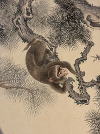Cai Xian 蔡銑 (1897-1960): 'Playful Monkeys', ink and colour on paper, dated 1925