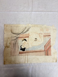 Chinese school: 11 erotic paintings, ink and colour on paper, dated 1904