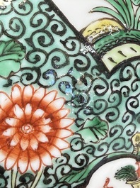 A Chinese famille verte jar and cover with narrative design, 19th C.