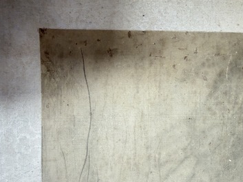 Three Chinese school paintings, ink and colour on silk and paper, signed Cui Feng 崔鳯, Wang Tingrong 王廷榕, Sushi 苏氏 seal mark, 19/20th C.