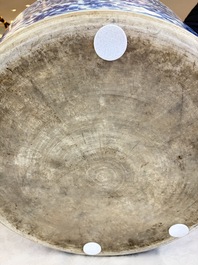 A massive Chinese blue and white 'Buddhist lotus scroll' circular basin, Kangxi