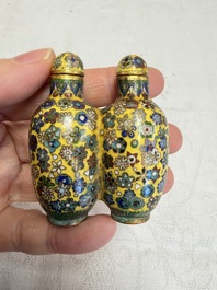 A collection of 12 Chinese cloisonn&eacute; snuff bottles with floral design, 19/20th C.