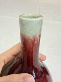 Two Chinese flamb&eacute;-glazed bottle vases, 19th C.
