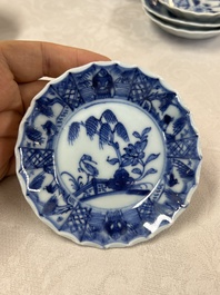 17 Chinese blue and white cups and 22 saucers, Kangxi/Yongzheng